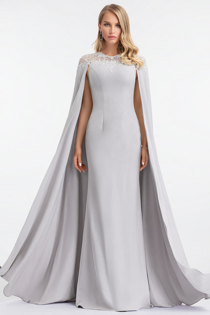 Robe Dentelle Grise Capée