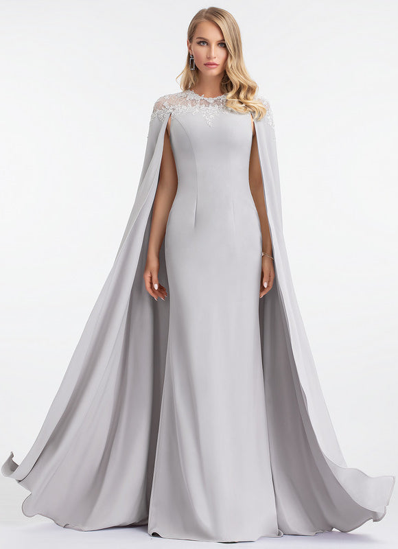 Robe Dentelle Grise Capée