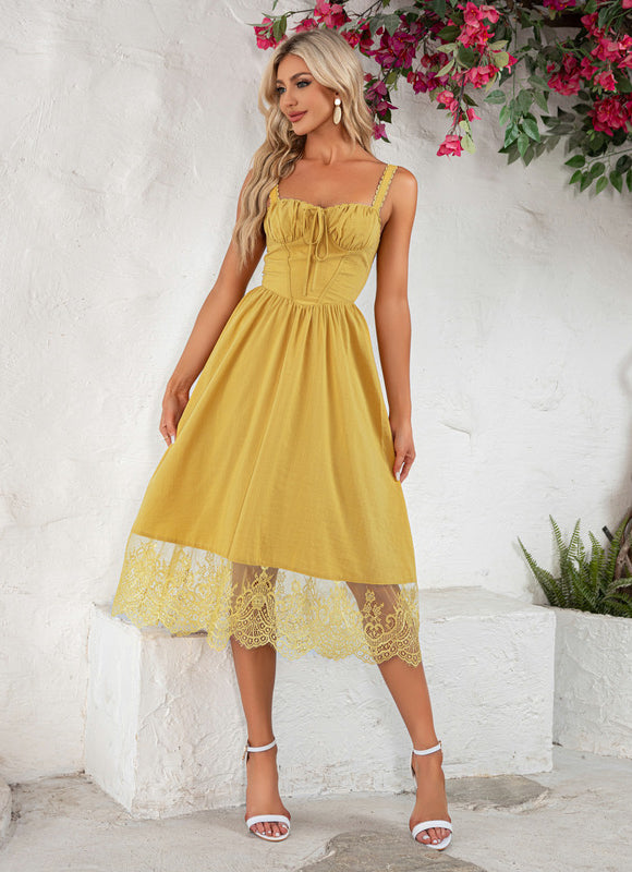 Robe Jaune En Dentelle - gallery 5