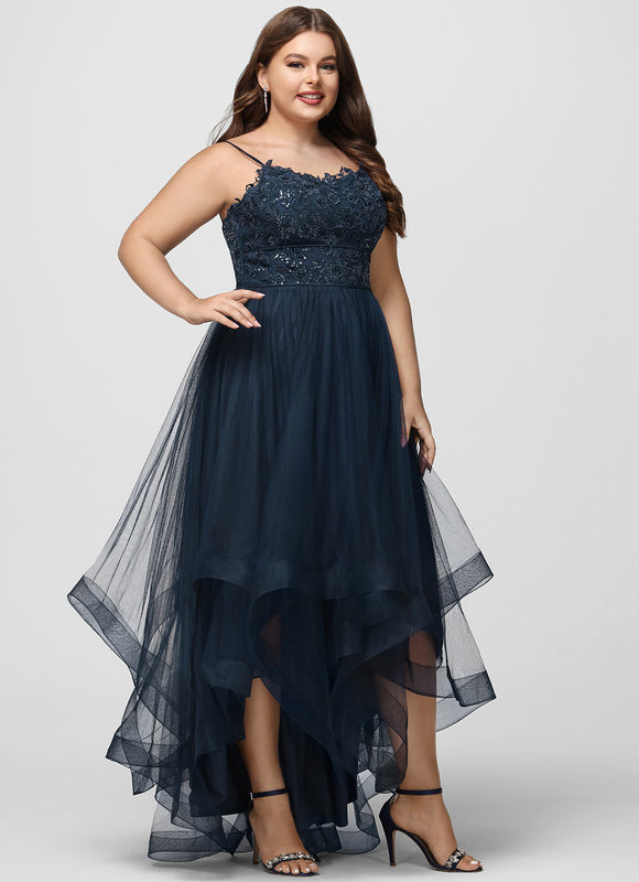 Robe Dentelle Asymétrique Scintillante - gallery 7