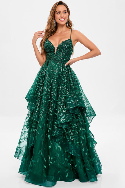 Robe Dentelle Émeraude Festonnée - gallery 3