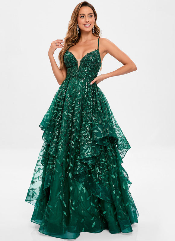 Robe Dentelle Émeraude Festonnée - gallery 3