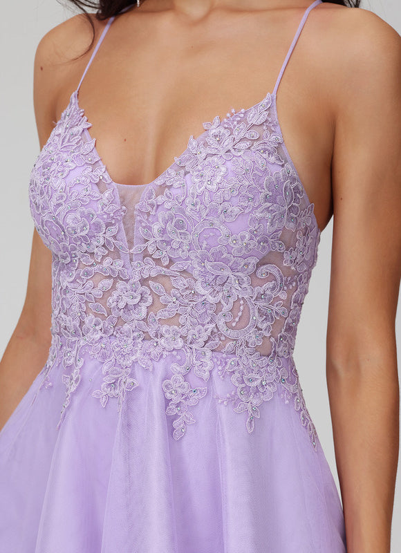 Robe Dentelle Tulle Lilas - gallery 4