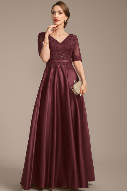 Robe Dentelle Mère Satinée Élégante - gallery 4