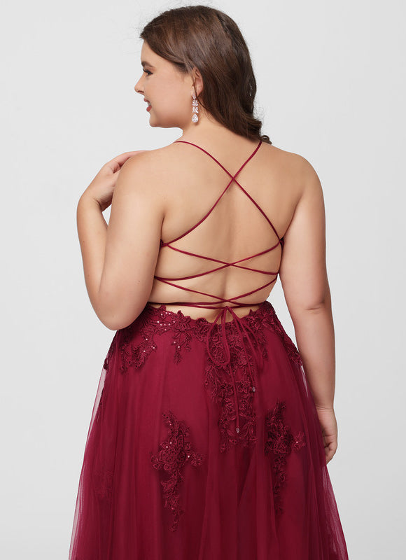 Robe Dentelle Longue Bordeaux Élégante - gallery 7