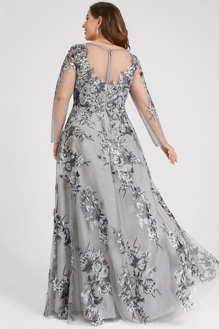 Robe Dentelle Florale Grise - gallery 8
