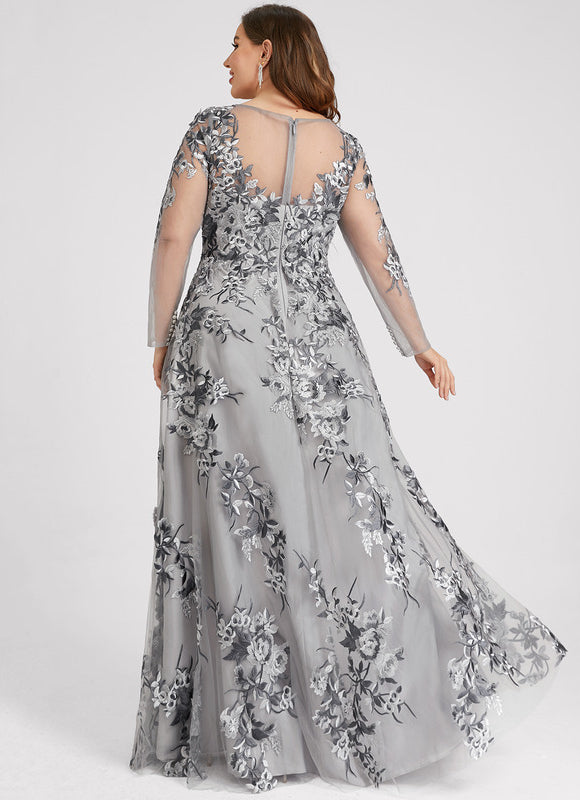 Robe Dentelle Florale Grise - gallery 8