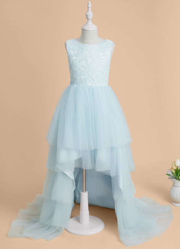 Robe Dentelle Tulle Bleu Ciel - gallery 1
