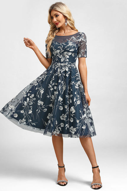 Robe Dentelle Florale Marine - gallery 5