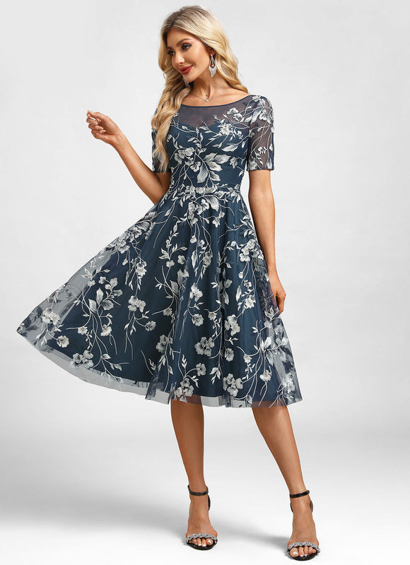 Robe Dentelle Florale Marine - gallery 5