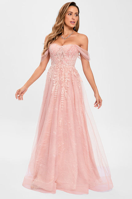 Robe Dentelle Tulle Rose - gallery 2