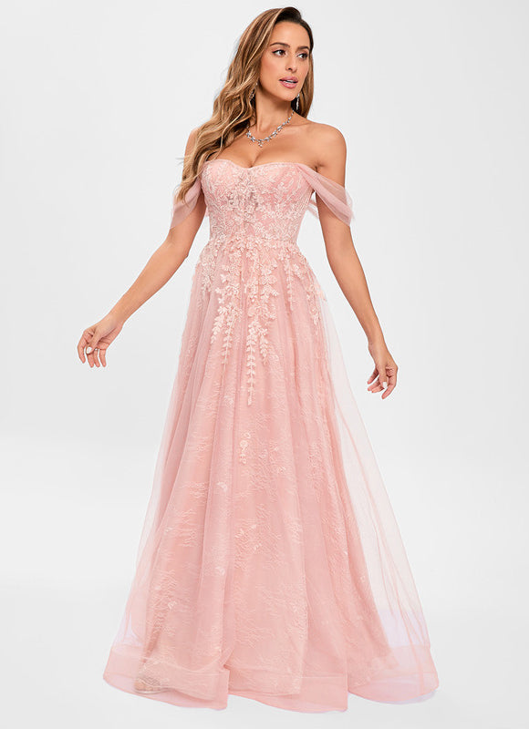 Robe Dentelle Tulle Rose - gallery 2