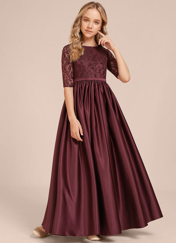 Robe Dentelle Satin Bordeaux - gallery 3