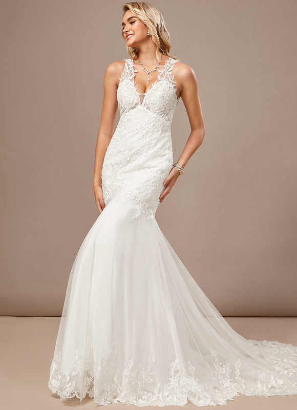 Robe Dentelle Sirène Tulle Élégante - gallery 3