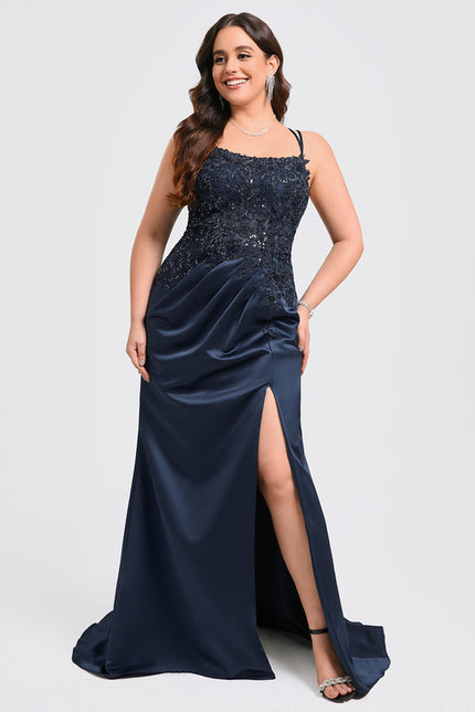 Robe Dentelle Satin Drapé - gallery 7