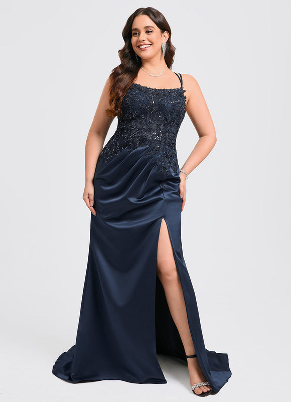 Robe Dentelle Satin Drapé - gallery 7