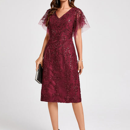 Robe Dentelle Rouge Bordeaux