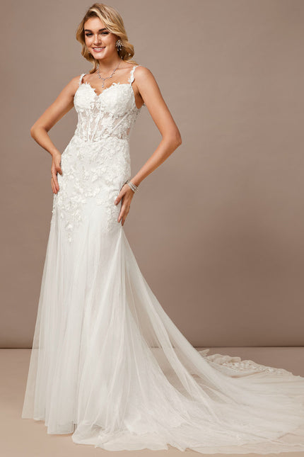 Robe Dentelle Sirène Tulle Floral - gallery 2