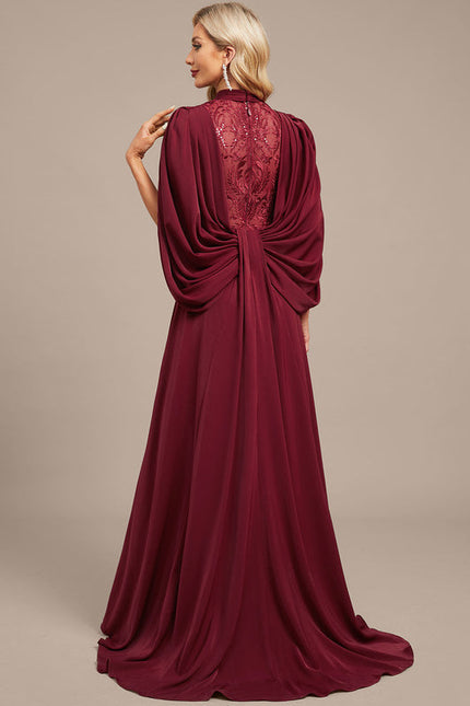 Robe Dentelle Soirée Col Haut - gallery 5