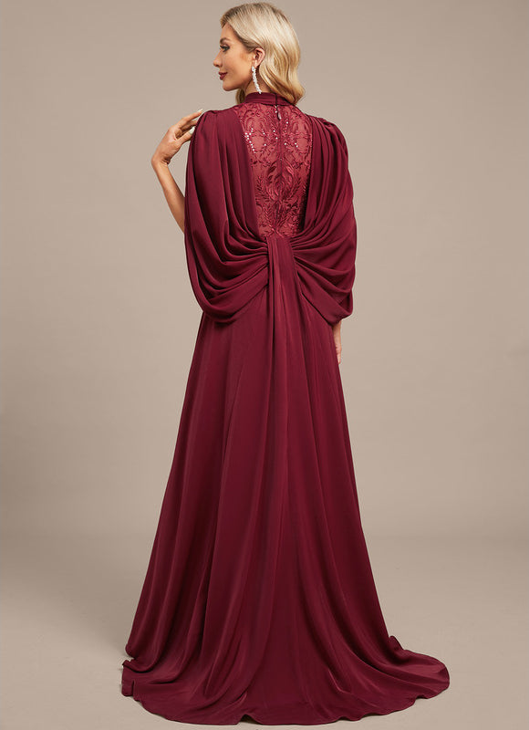 Robe Dentelle Soirée Col Haut - gallery 5