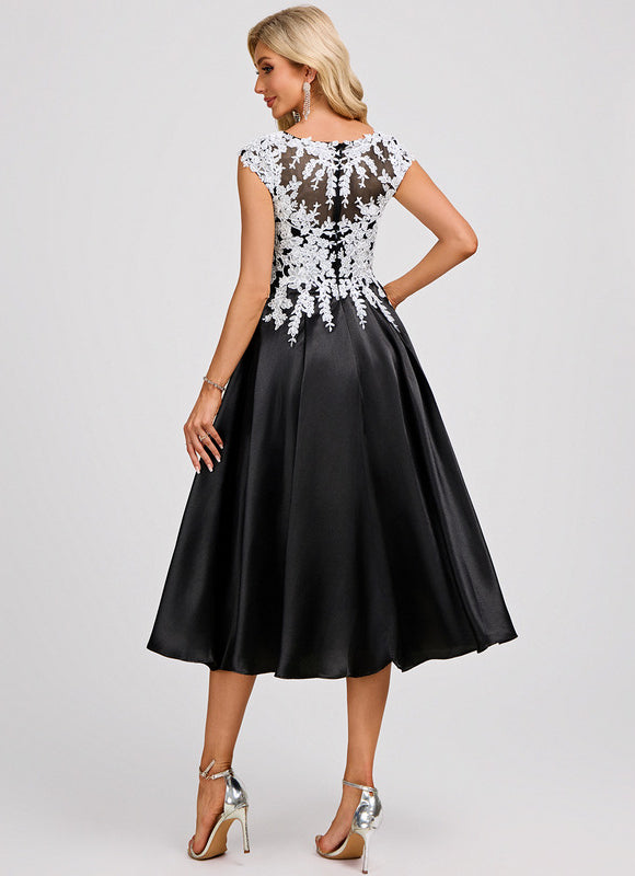 Robe Dentelle Satin Contrastée - gallery 5