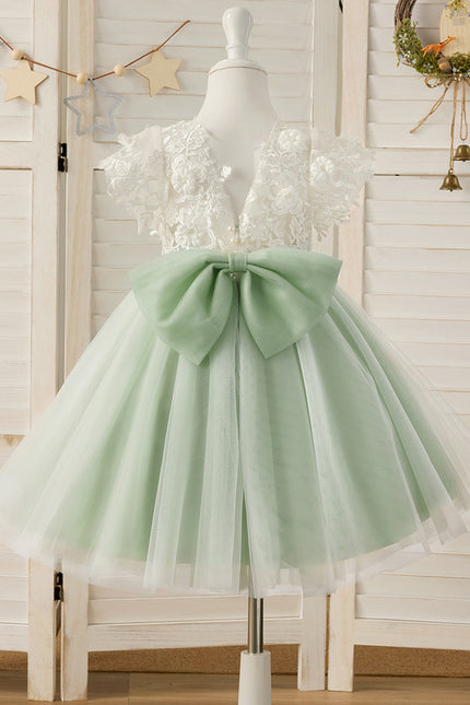 Robe Dentelle Tulle Vert Pâle - gallery 8