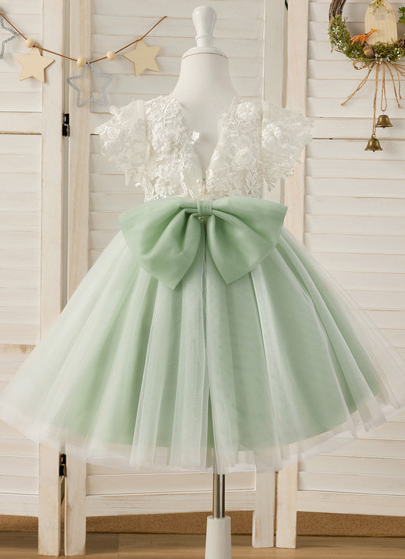 Robe Dentelle Tulle Vert Pâle - gallery 8