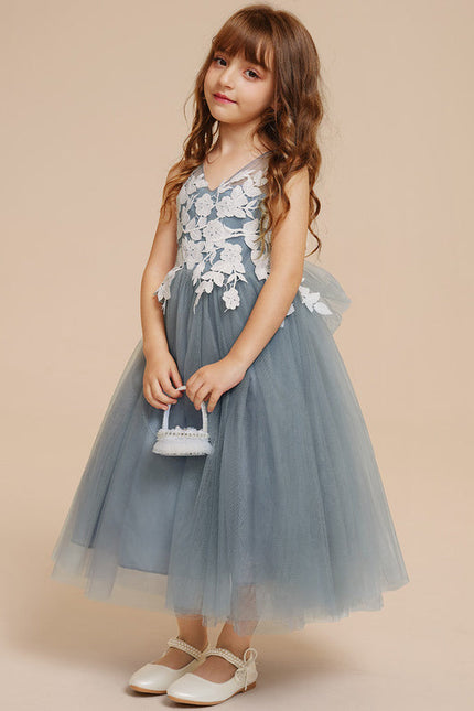 Robe Dentelle Tulle Grise Délicate - gallery 9