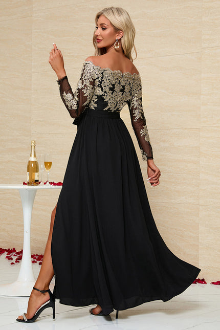 Robe Dentelle Maxi Noire Élégante - gallery 6
