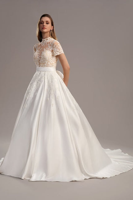 Robe Dentelle Nuptiale Satinée Élégante - gallery 2
