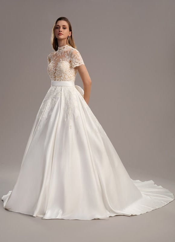Robe Dentelle Nuptiale Satinée Élégante - gallery 2