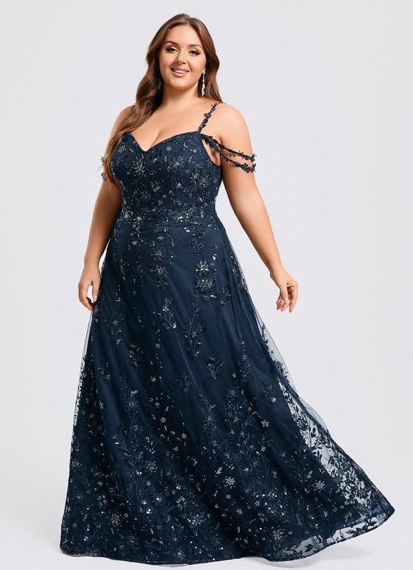 Robe Longue Dentelle Bleu Marine - gallery 5