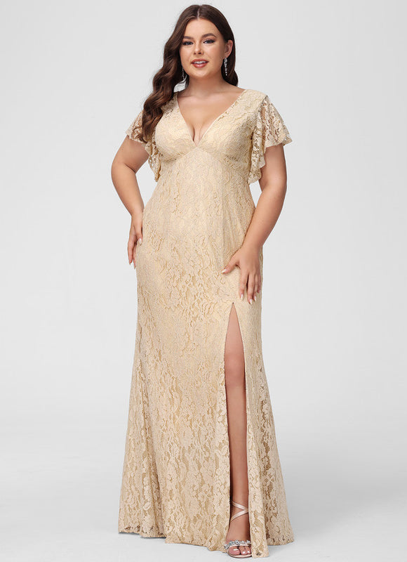 Robe Dentelle Longue Mauve Dentelle - gallery 6