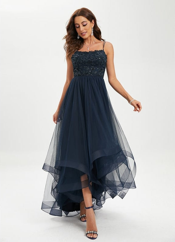 Robe Dentelle Asymétrique Scintillante