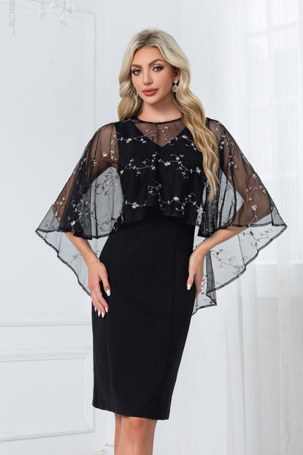 Robe Dentelle Noire Brodée - gallery 6