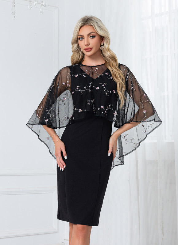 Robe Dentelle Noire Brodée - gallery 6