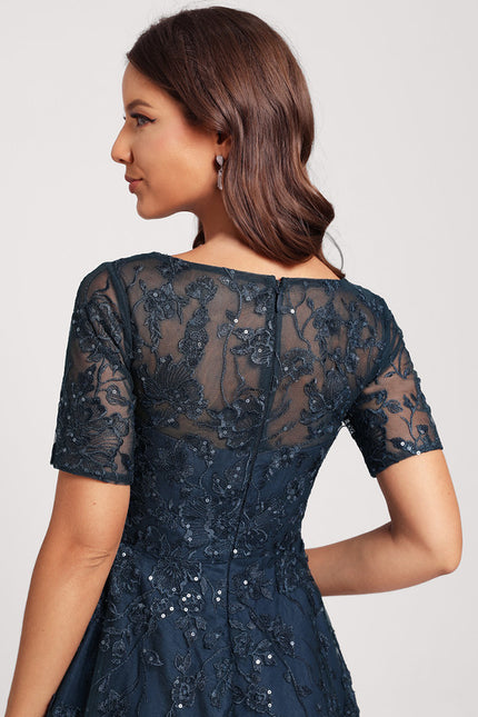 Robe Dentelle Pailletée Marine - gallery 6
