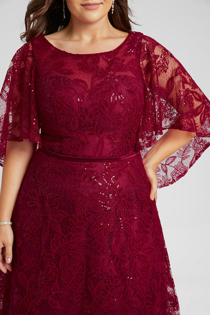 Robe Dentelle Éclat Bordeaux - gallery 8