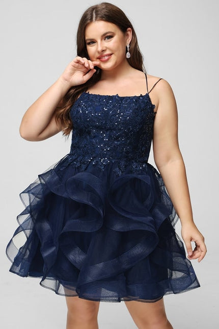 Robe Dentelle Tulle Festif Marine - gallery 9