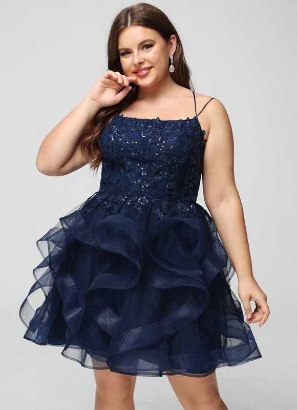 Robe Dentelle Tulle Festif Marine - gallery 9