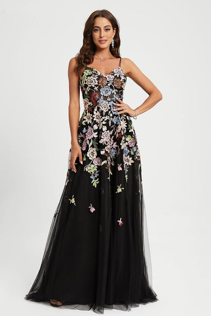 Robe Dentelle Florale En Tulle - gallery 4