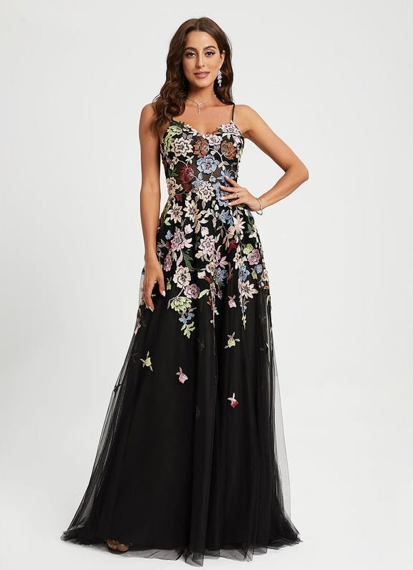 Robe Dentelle Florale En Tulle - gallery 4