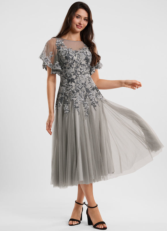 Robe Dentelle Midi Évasée - gallery 1