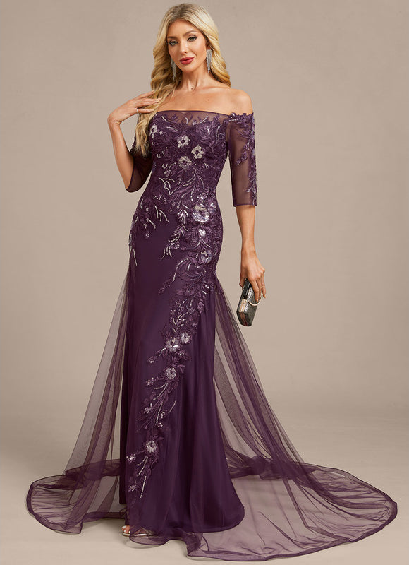 Robe Dentelle Violette Ornée - gallery 3