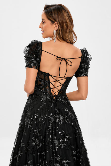 Robe Dentelle Noire Florale Élégante - gallery 4