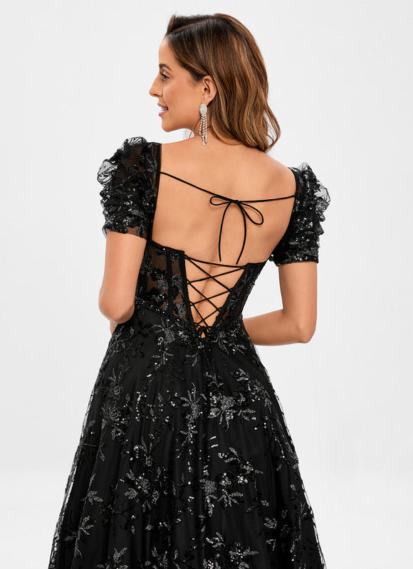 Robe Dentelle Noire Florale Élégante - gallery 4
