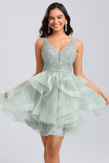 Robe Dentelle Tulle Vert Émeraude - gallery 2