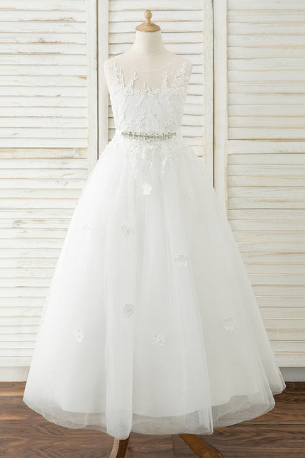 Robe Dentelle Tulle Marine Fleurie - gallery 4