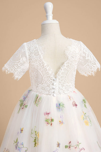 Robe Dentelle Tulle Marine Fleurie - gallery 7