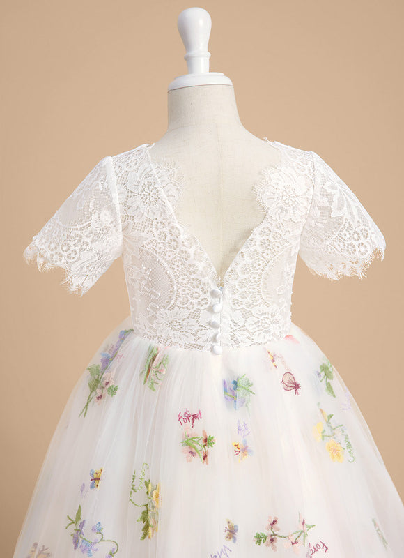 Robe Dentelle Tulle Marine Fleurie - gallery 7